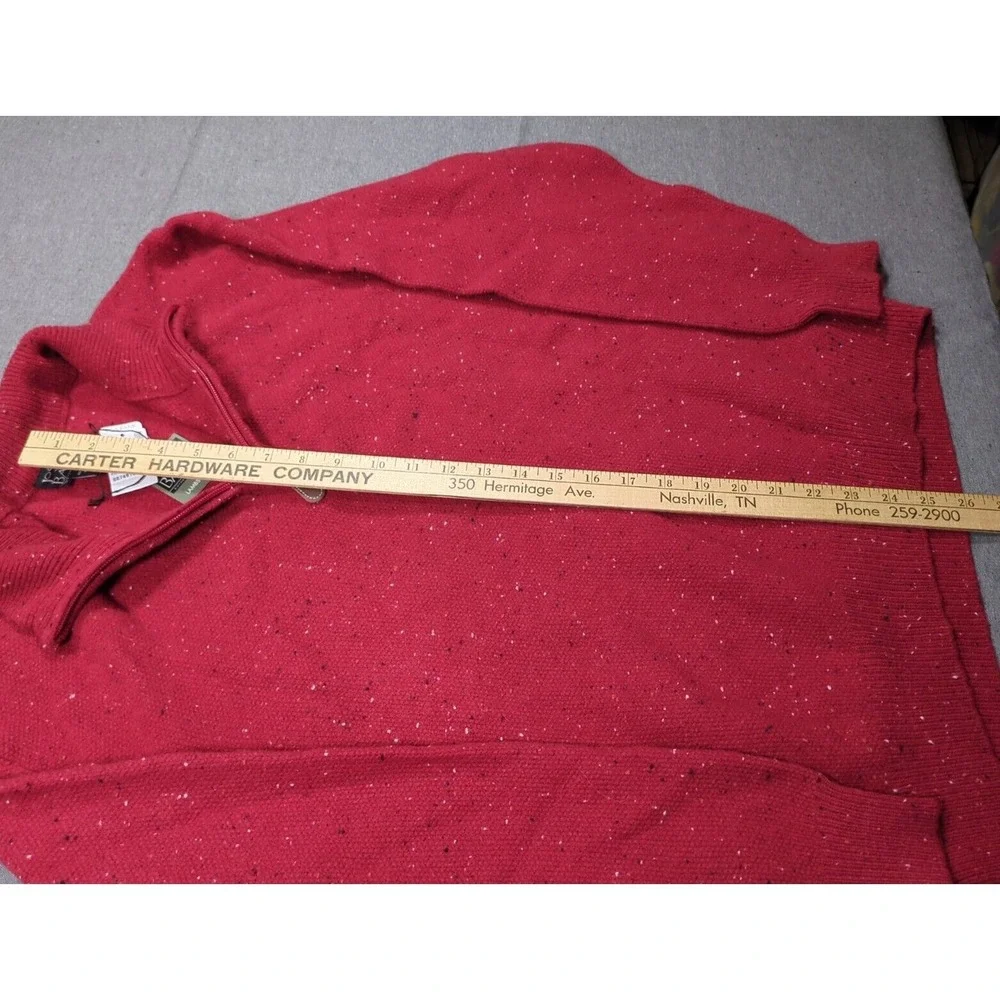 JoS A BANK Lambswool Speckled Red Sweater 1/4 Zip Pullover Mens Size L with Tags